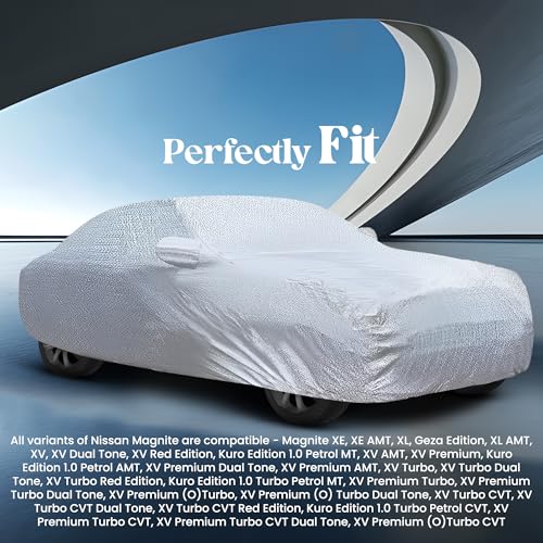 Image of Autofy Car Cover Waterproof SilverShield for Nissan Magnite [Year 2020 Onwards] - Magnite Car Cover Dust & UV Protection Magnite Car Body Cover with Mirror Pocket Soft Cotton Lining