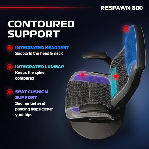Image of RESPAWN 800 Console Rocker Gaming Chair, Swivel Seat with Lumbar Support