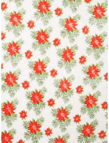 Berkshire Blanket Opulence Supreme Premium Loft Decorative Plush Fleece Throw Blanket Toss Red and Green Christmas Holiday Floral Poinsettia Blooms on White