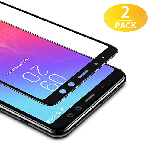 BANNIO Verre Trempé Complet pour Samsung Galaxy A8 2018,[2 Pièces] HD Film Protection Écran en Couverture Intégrale pour Samsung Galaxy A8 2018,Anti Rayures,Installation Facile (BLACK)