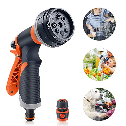 Preisvergleich Produktbild omitium Gartenbrause, Garten Handbrause 8 Bewässerungsmuster Multifunktion Garten Spritzpistole Hochdruck Einhandbedienung geeignet für Autowäsche Gartenbewässerung Haustiereduschen