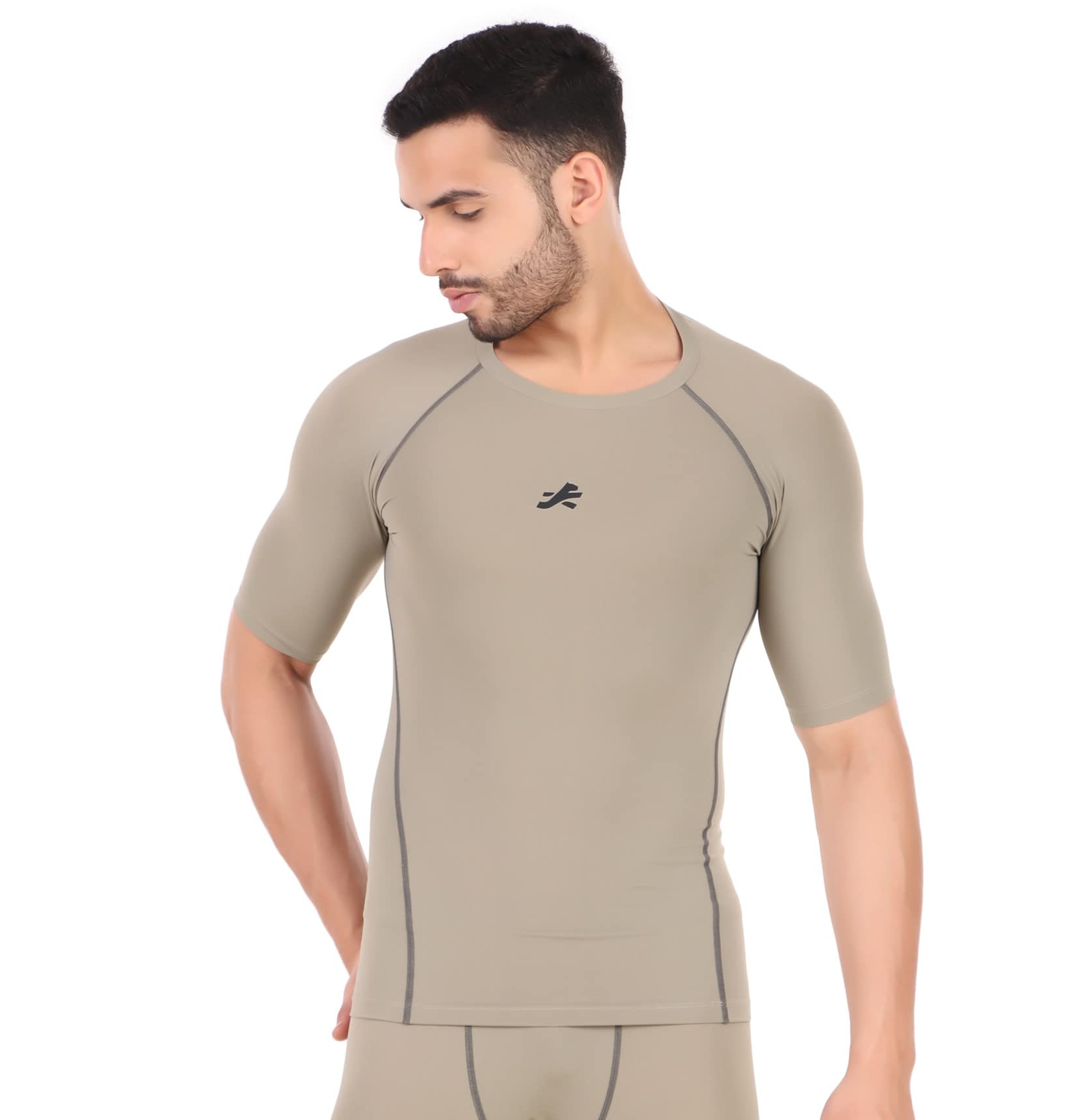 redesign apparels Men's Nylon Athletic Compression Tshirt for Sports Half Sleeves-picture-11