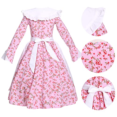 Disfraz Colonial Niñas Vestido Pionera Floral con Cuello Marinero miniatura 4