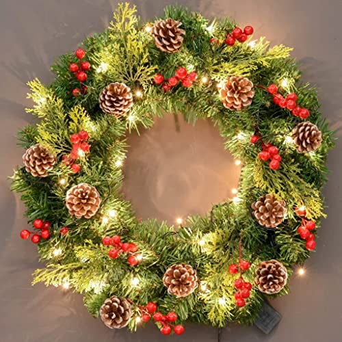 Couronne de Noël avec lumières 50 cm pour illuminer votre porte d'entrée