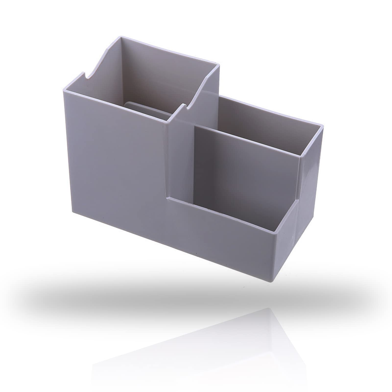 Cute Desk Organizer Desktop Office Home School Classroom Accessories Supplies, Pen Pencil Holder Caddy Cup with 4 Compartments (Grey)