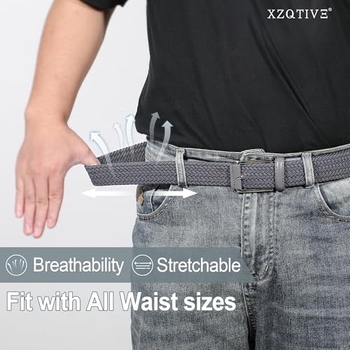 Image of XZQTIVE Braided Stretch Belt Mens Gift Elastic Woven Belt for Golf Casual Pants Shirts Jeans