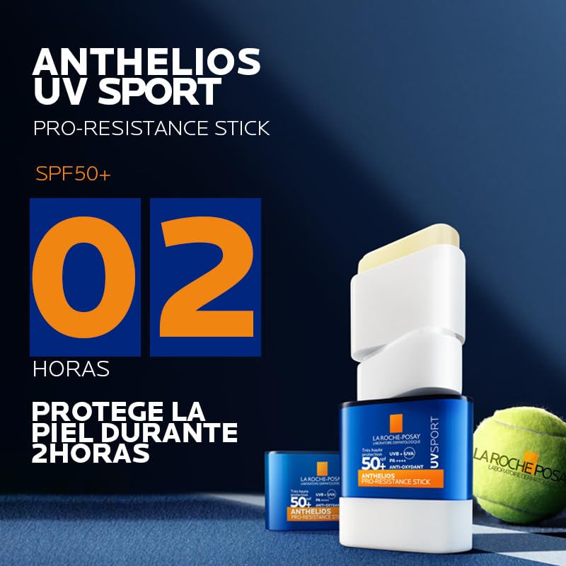 Miniatura 5 de La Roche Posay Anthelios UVSPORT pro-Resistance Stick SPF50+, con Mexoryl400 y vitamina E, todos los tipos y tonos de piel, 10ml | Pro-Resistance, Mexoryl400, Vitamina E, Todos los tipos y tonos de piel
