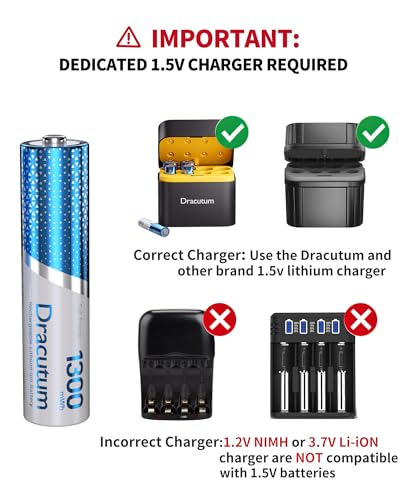 Image of 8-Pack AAA Rechargeable Batteries Lithium 1.5V 1300mWh Triple A Battery