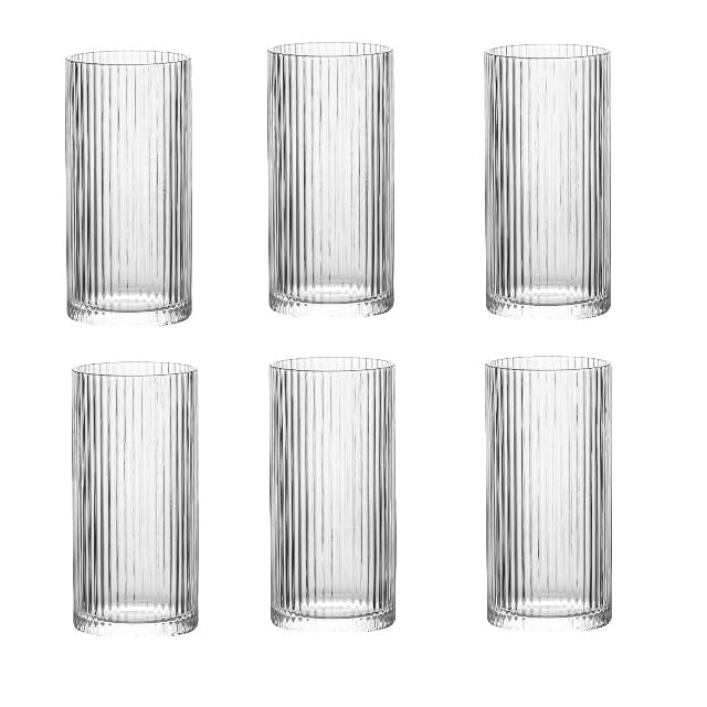 Set of 6 Vintage Glasses Includes 6 Highball Glasses 12 oz Ribbed Cocktail Glasses for Wine Juice and