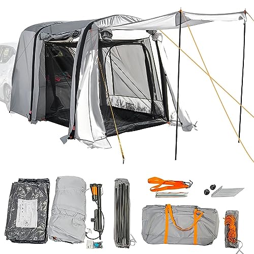 Tenda gonfiabile per camper, tenda pieghevole per portellone posteriore, installazione rapida in 3 minuti, autoportante, 380 x 180 cm, con borsa per il trasporto, tessuto Oxford 210D impermeabile e