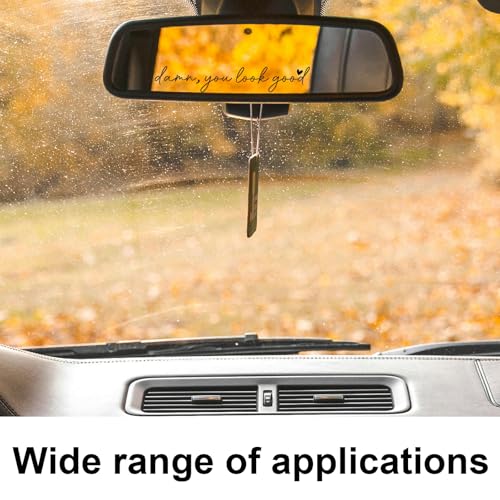 Image of 5pcs Damn, You Look Good Car Rear View Mirror Decal, Vinyl Car Quote Sticker for Back Window Positive Rearview Mirror Label Accessories for Women Self Affirmation Mental Health Awareness Gift