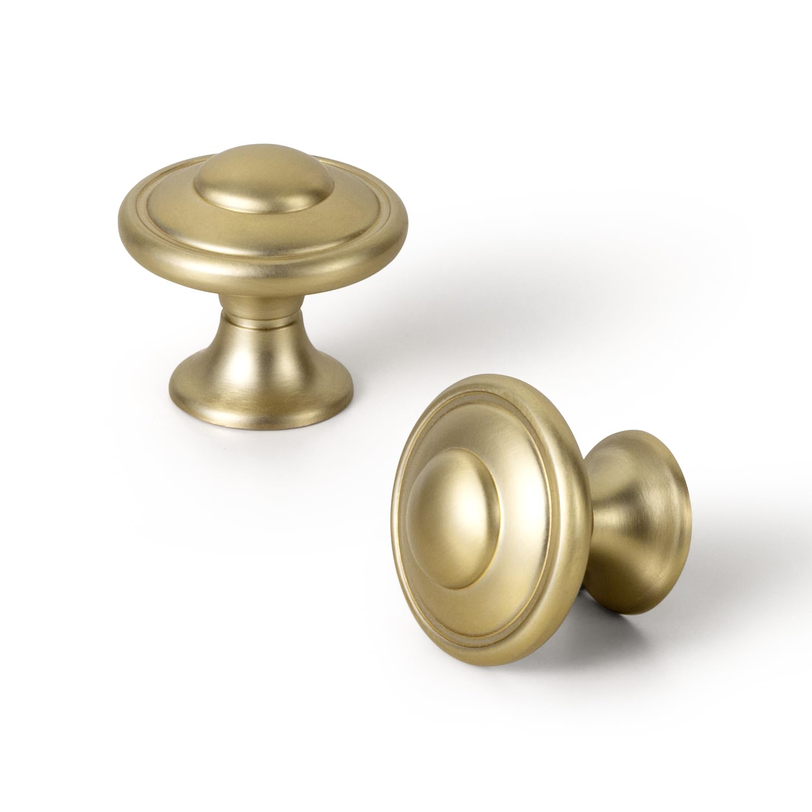 Juego de 12 pomos de bronce champán con diseño de anillo concéntrico en capas, manijas decorativas modernas para cajones de cocina de estilo clásico y contemporáneo