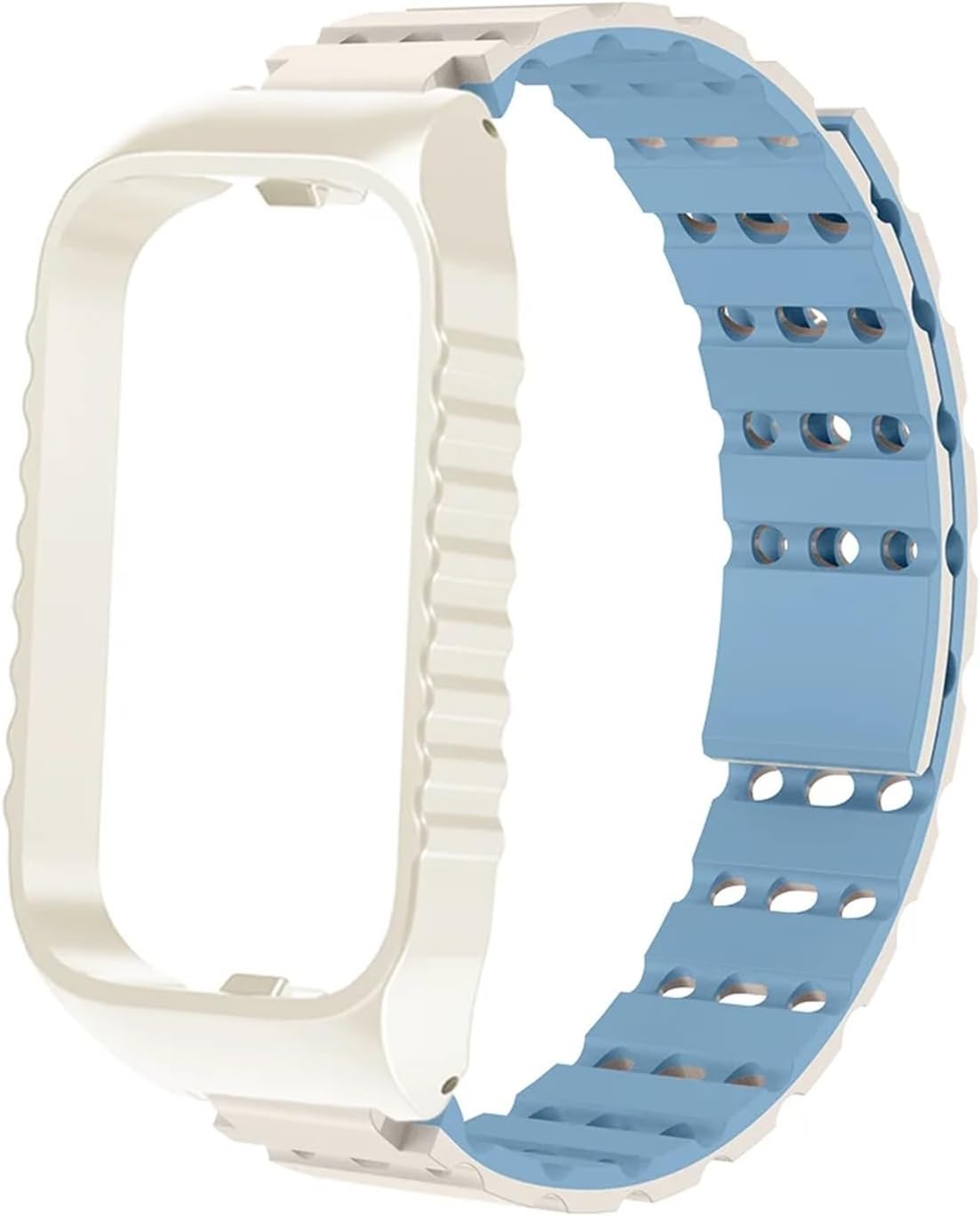 1 x strap for band 2 strap protection buckle release watch accessory (starlight blue, beige case)