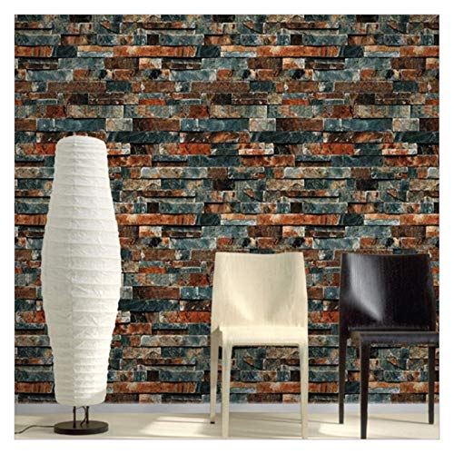 WENYOG Wall Paper Motif de Briques 3D Antique PVC Papier Peint Salon Salle à Manger Magasin de vêtements Sticker Mural en Vinyle décoration Murale en Briques Furniture Sticker