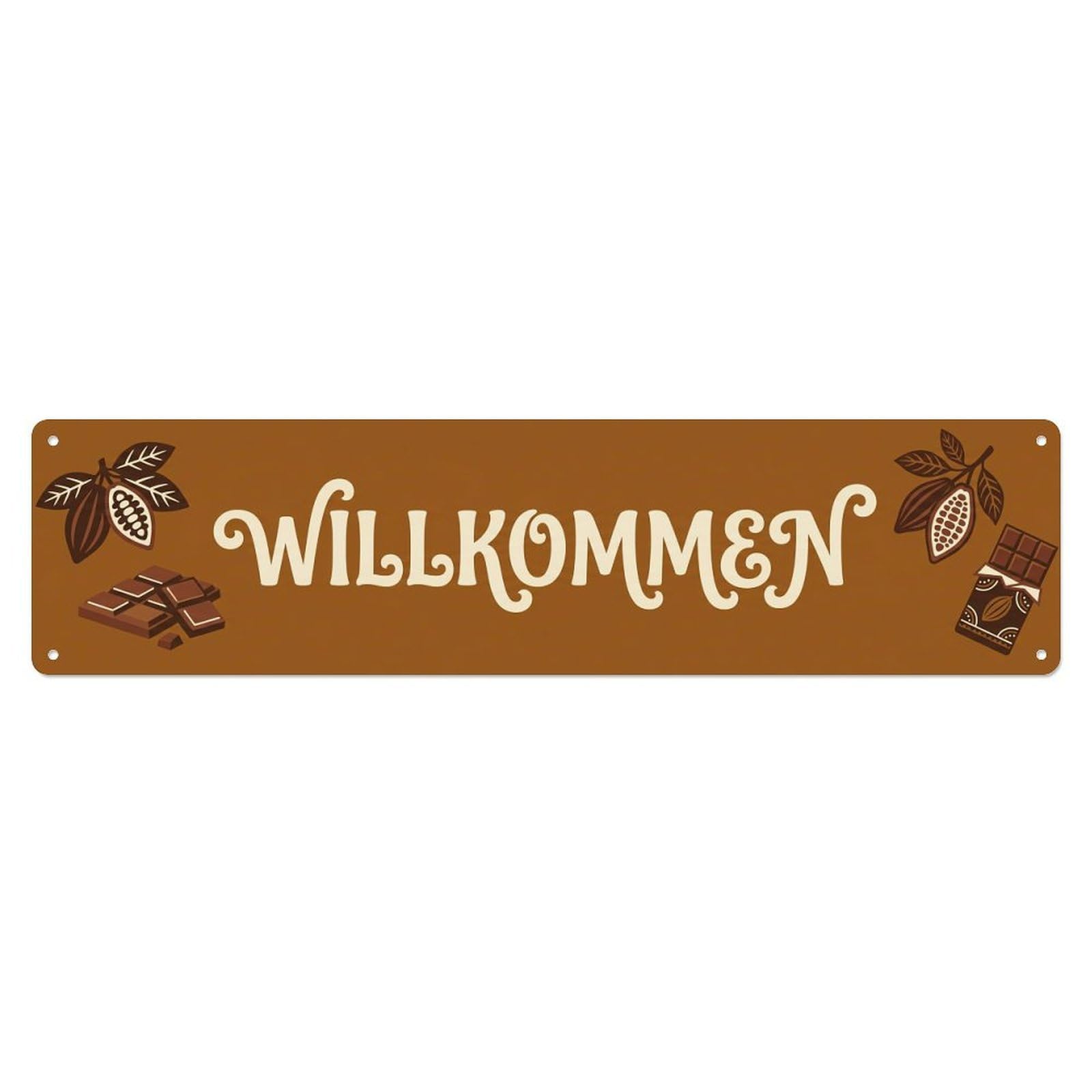 Caramel Brown Chocolate Factory Shop Welcome Metal Tin Sign Plaque Wall Decor for Cafe, Club Bar, Office, Home Garden Metal Poster 4x16Inch