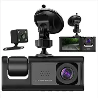 Câmera Veicular Full HD 1080P com 3 câmeras - Segurança 360° com Visão Noturna Infravermelha, Sensor de Colisão G-Sensor, Monitor de Estacionamento e Gravação em Loop, Tela LCD 2".