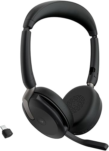 Jabra Evolve2 65 Flex - Auriculares estéreo inalámbricos, Bluetooth, tecnología ClearVoice con cancelación de ruido y ANC híbrido, certificados para