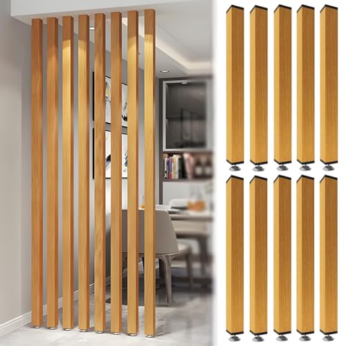 Divisor de habitación de postes de pared, pantallas de privacidad de aluminio, columnas, separadores de pared de listones de metal, separador de habitación, no requiere taladrar