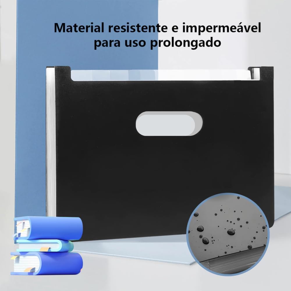 Pasta Organizadora sanfonada A4 Com 12 Divisórias Resistente