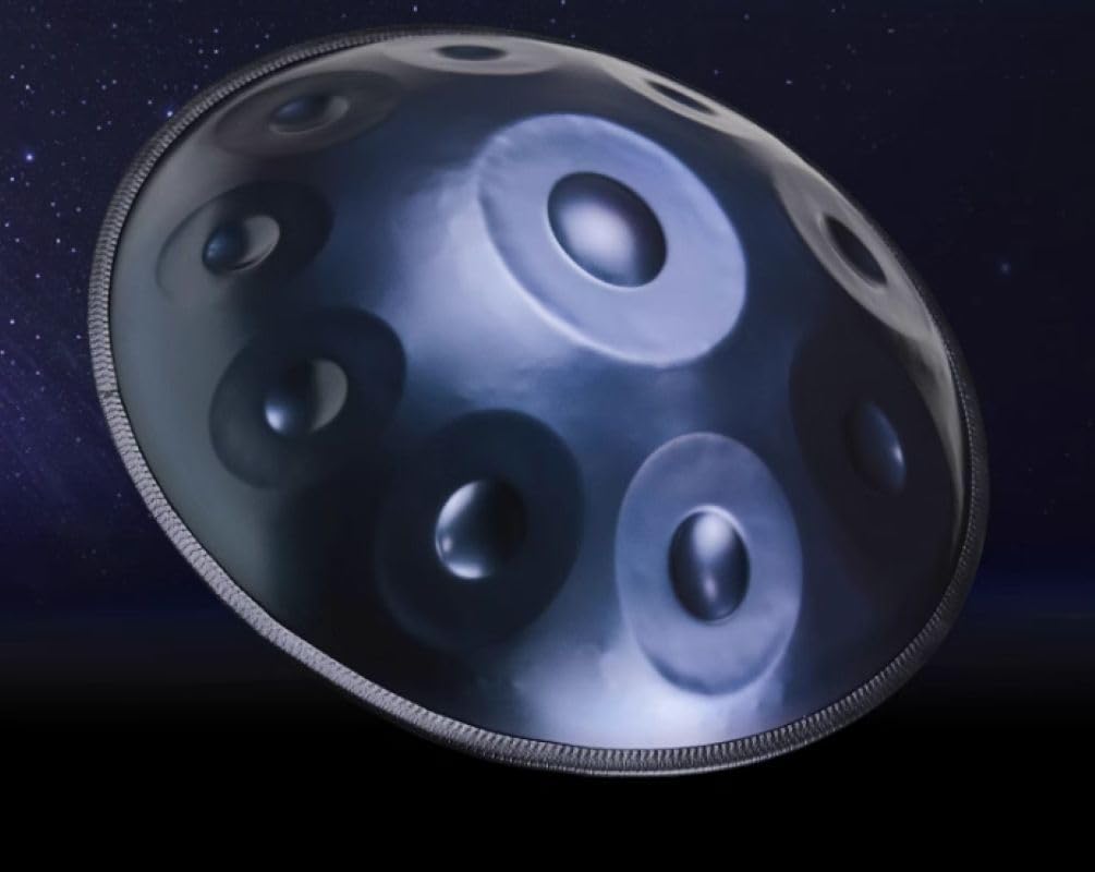 Tongue Drum ze stali o częstotliwości 440Hz – instrument perkusyjny, Niebie handpan w mollu D z 10 nutami: Łatwy dla początkujących, wyjątkowy brzmień – Idealny do tworzenia w domu, występów na świeży