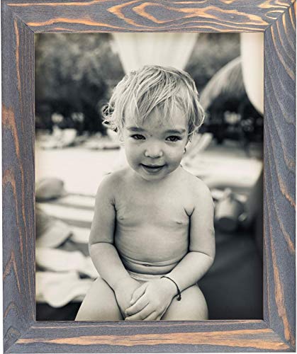 Image of Rustic Wooden Poster Picture Frame 12x18 - Natural Solid Eco Distressed Wood for Wall Mounting Photo Frame - Grey