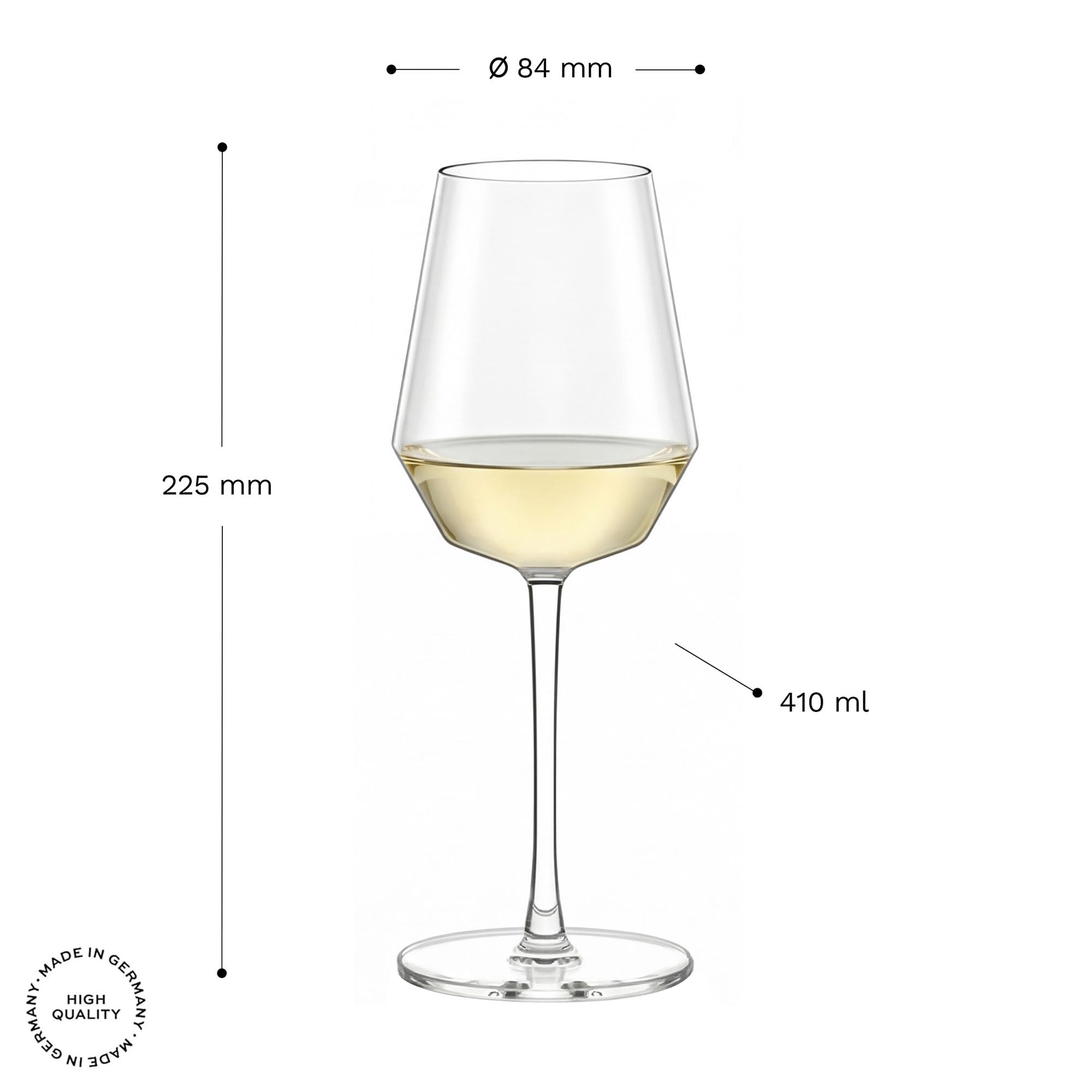 Stölzle Lausitz Celestia Weißweingläser Facettendesign 410 ml, 6er-Set | Weißweingläser mit facettierter Oberfläche für optimale Aromaentfaltung, aus Kristallglas, stoßfest & spülmaschinengeeignet