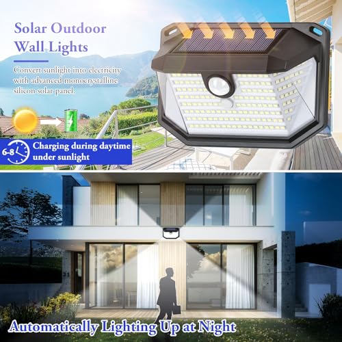 Image of Solar Outdoor Lights, 12-Pack Super Bright 178 LEDs Motion Sensor Wall Light with 270 Wide Angle & 3 Modes, Waterproof Solar Powered Security Light for Patio Garden Garage Front Door