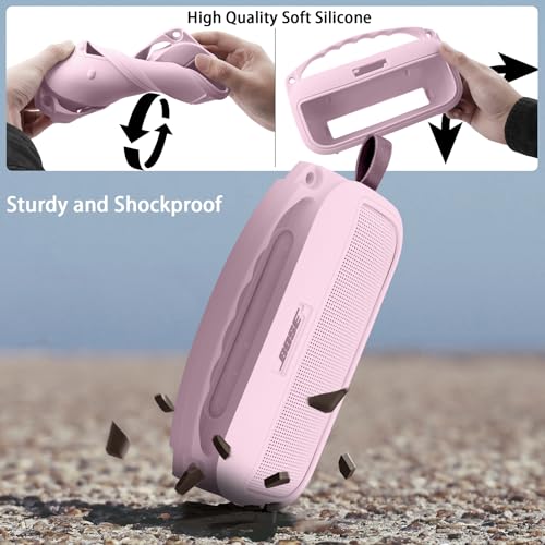 Image of co2CREA Soft Silicone Case Replacement for Bose New SoundLink Flex 2nd Gen Bluetooth Portable Speaker (Silicone Case, Pink Case)