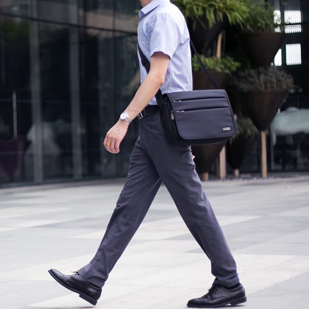 SPAHER Bolsa Mensajero Hombre Bandoleras Hombre Bandolera Maletin Hombre 14 Pulgadas Porta Portatil Hombre Bolso de Hombro de Trabajo Oficina de Negocios Impermeable Regalo para Hombre Negro