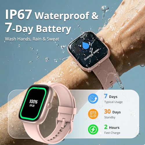 Image of Smart Watch for Women, 1.83 inch HD Touchscreen Fitness Tracker, Bluetooth Calling, 110+ Sports Modes, Heart Rate SpO2 Sleep Monitor, DIY Dial, IP67 Waterproof, Compatible with Android & iOS