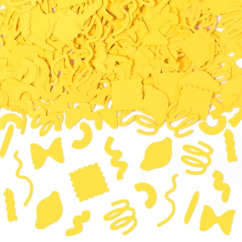 Image of BeYumi Italian Food Table Confetti - 300Pcs Pasta Party Decoration Supplies | Italian Themed Yellow Pasta Various Italy Noodle Paper Table Confetti for Birthday Dinner Baby Shower Food Party Supplies