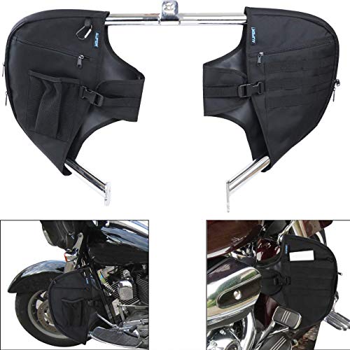 AUFER Motorcycle Highway crash bar Cover Soft Lowers Chaps Leg Warmer bag Multifunctional storage bag for Touring Street Glide Road King Road Glide Electra Glide and Trike Models 1980-2020