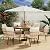 Pamapic 7 Pieces Outdoor Dining Set,All-Weather PE Rattan Patio Dining Sets with Wood Table Top, Outdoor Table and Chairs for 6 with Removable Cushion for Lawn Garden Patio, Cream