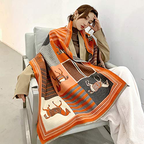 Dames Winter Kasjmier Sjaal Warm Pashmina Deken Paardensjaals Vrouwelijke Sjaal Wraps Dikke Foulard, Y18-3-Donkergrijs