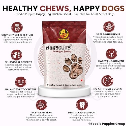 Image of Foodie Puppies Freshly Baked Chicken Flavor Puppy Bone Biscuits for Street Dogs & Puppies - (5kg) Crunchy Texture 100% Natural & Digestible, Enriched with Vitamins & Minerals | Promotes Dental Health