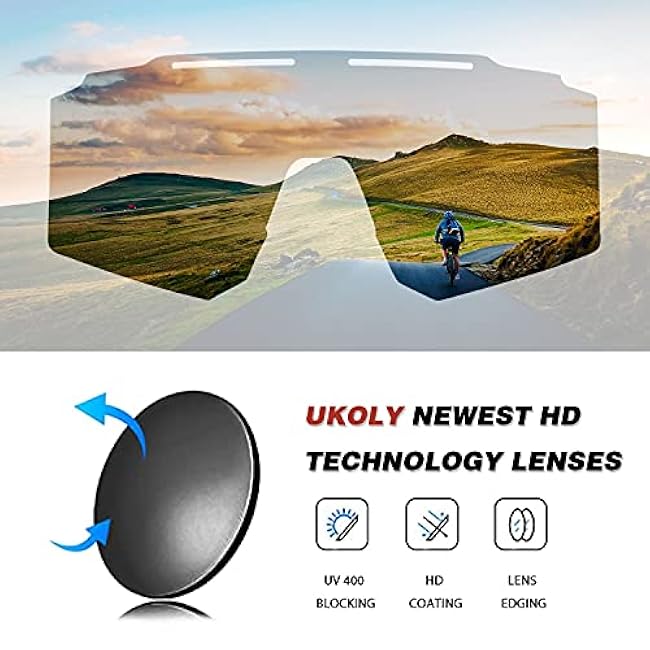 Ukoly Cycling Sunglasses for Men Women with 3 Interchangeable Lenses, Polarized Sports Sunglasses, Baseball Sunglasses