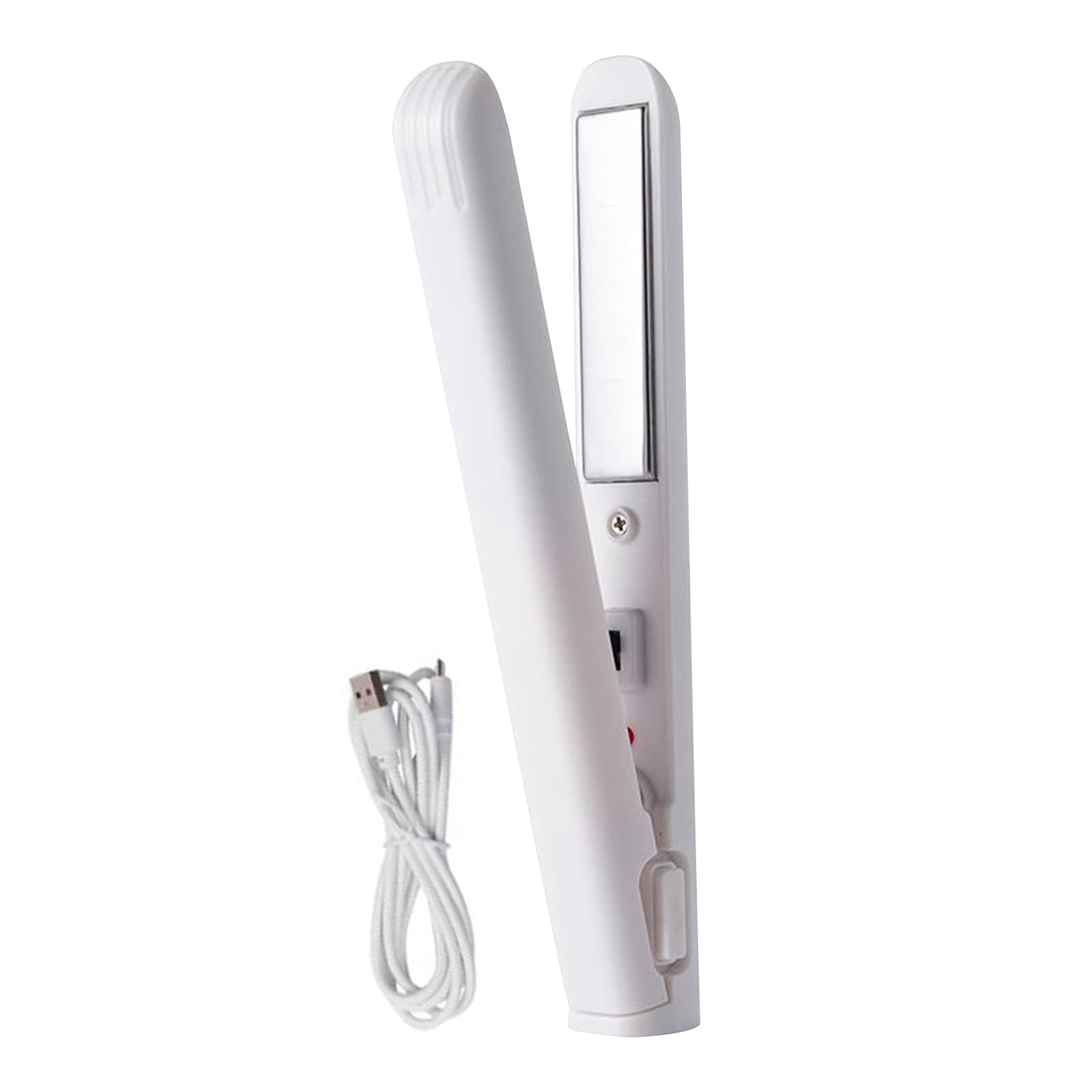 2-in-1 USB Curling Iron Straightener - Portable Dual Use Hair Styling Wand with Fast Heat-Up Ceramic Coating for