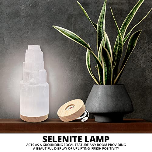 WBM Selenite Crystal Lamp 25cm, Charging Station, Crystals and Healing Stones, Hand Curved Moroccan |Witchcraft| Selenite Lamp for Smudging, Healing & Meditation by Himalayan Glow - Image 2