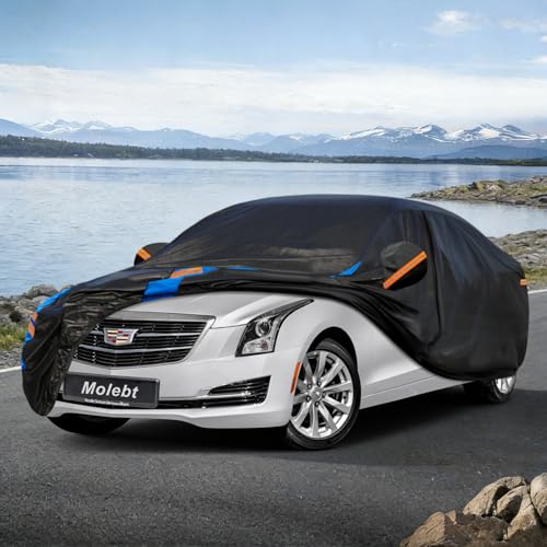 Image of Custom Fit Sedan Car Cover for Cadillac CT4 & ATS (2013-2026), Upgraded Waterproof All Weather Outdoor Auto Cover with Driver Door Zipper, Mirror Pockets, UV /Snow /Rain Protection
