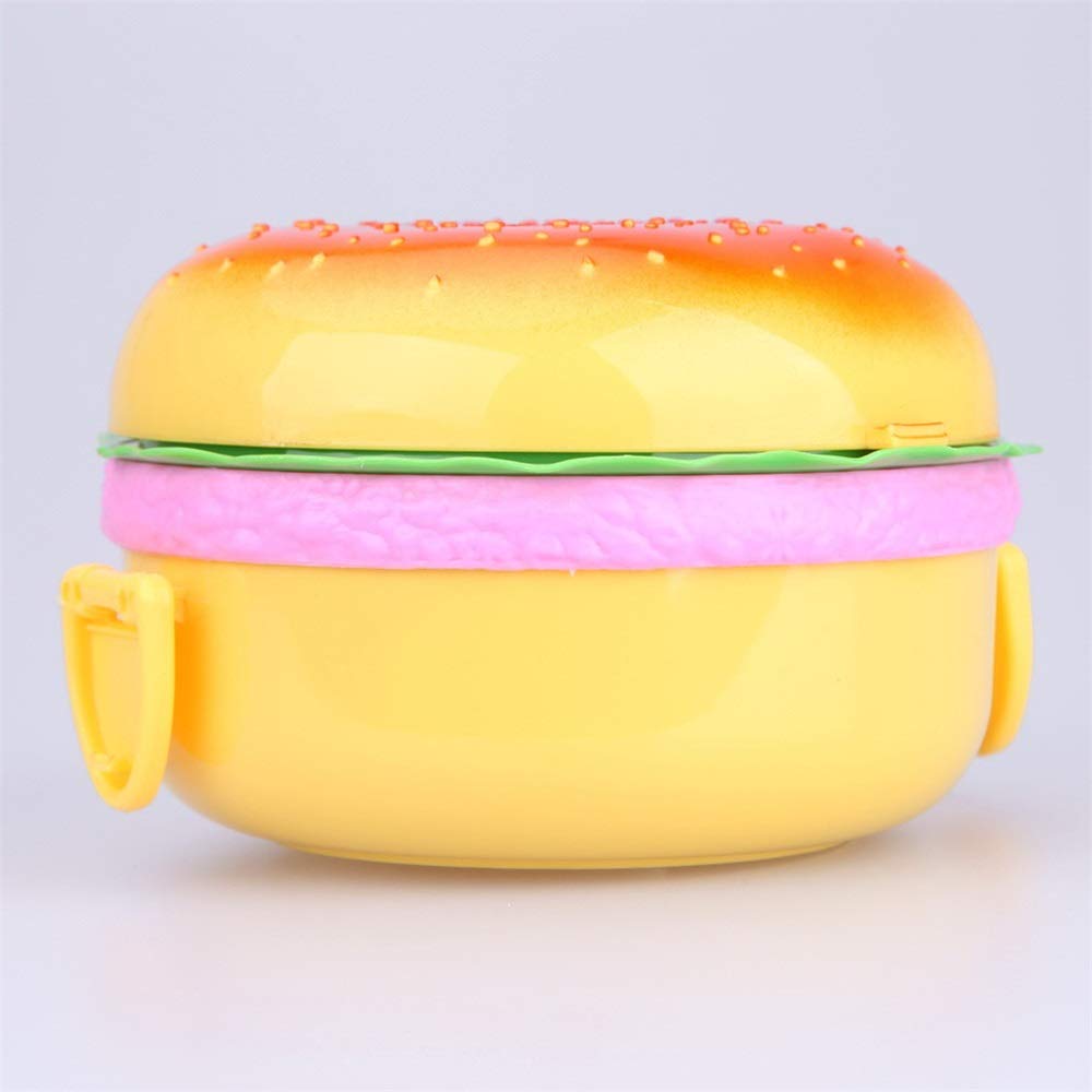 Pudełko na Lunch Bento, Pudełka Do Przechowywania Żywności, Śliczne Hamburger Dwuwarstwowe Pudełko Na Lunch Pudełko Na Burger Bento Lunchbox Dzieci Szkolny Pojemnik Na Żywność Zestaw Stołowy z Widelce