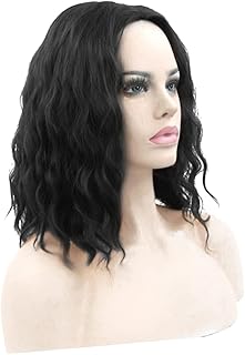 KALLORY Peruca De Cabelo Humano Encaracolado Perucas Femininas Peruca Preta Encaracolada Perucas Para Mulheres Peruca Preta Curta Ondulada Chapéu Perucas De Cabelo Para Mulheres Cosplay