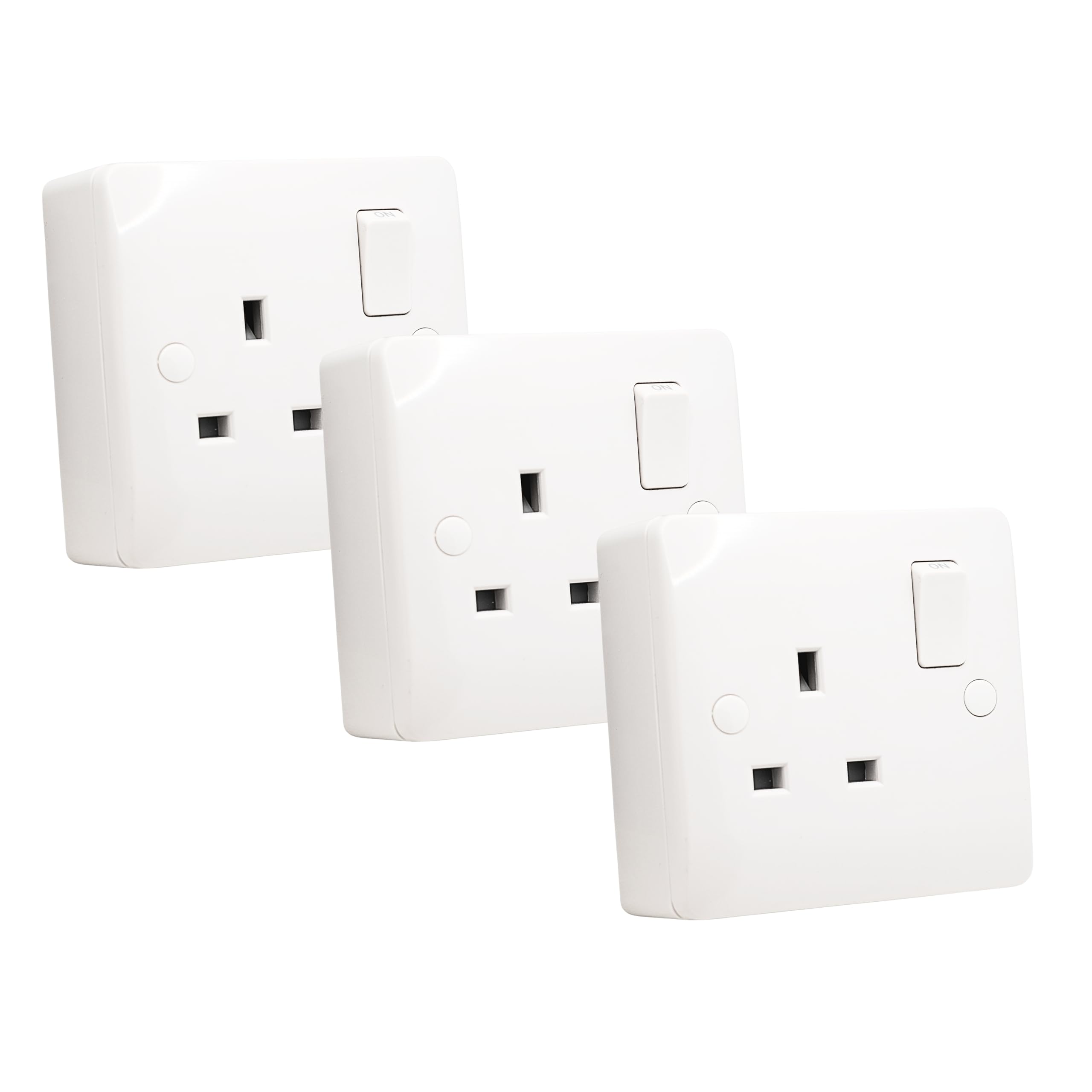 SHPELEC ® Premium Curved Edge White Electrical Sockets Range - Convenient and Versatile Power Solution (1G Socket + Back Box, 3 Pack) — image 1