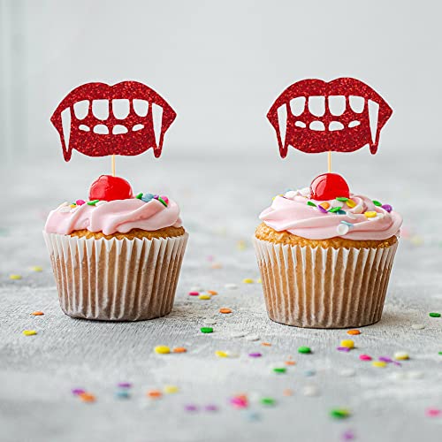 Mgpferd ZK0500 24 Pcs Vampire Teeth Cupcake Toppers Halloween Boy And Girl'S Horror Party Theme Cake Insert Mgpferd thumb #2