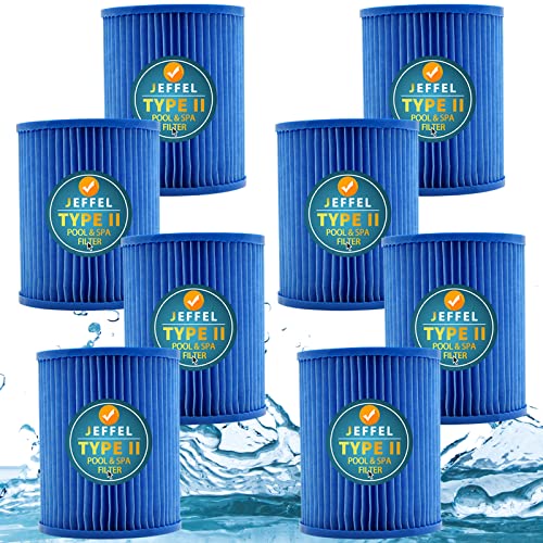 JEFFEL Cartouche de Filtre de Piscine Type II, Cartouches de Filtre de Rechange, pour Bestway 58094/530/800 Gal/h, Version Bleue de Mise à Niveau (8 pièces) Cover