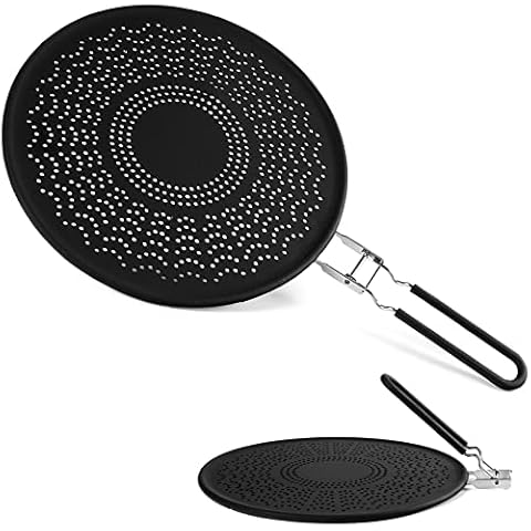 Silicone Splatter Screen for Frying Pan 13", Oil Splatter Guard Frying Pan Cover, Silicone Splash Guard with Foldable Handle Cover