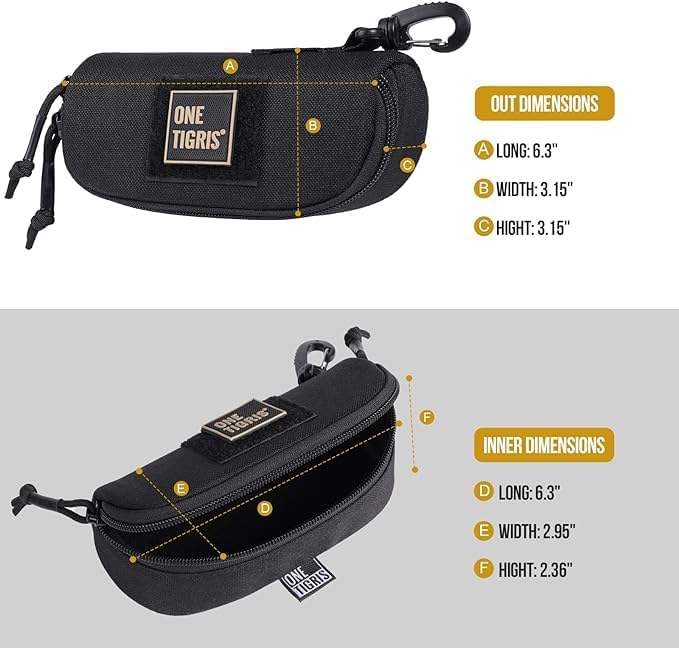 OneTigris Eyeglasses Hard Case Tactical Molle Zipper Sunglasses Carrying Case 1000D Nylon with Clip - Image 5