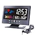 Lomanda Digital Alarm Clock 5.5" Colorful Display Screen with Weather Forecast/Date/Indoor Humidity Temperature/Snooze/Charging Cable (Black/colorful, 5.5")
