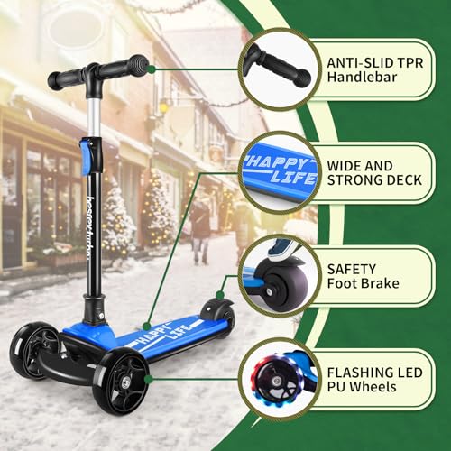 Image of besrey 3 Wheel Scooter for Kids Ages 3-10 with 4 Adjustable Height