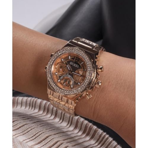 guess ladies 36mm watch - rose gold tone strap amp dial gold tone case