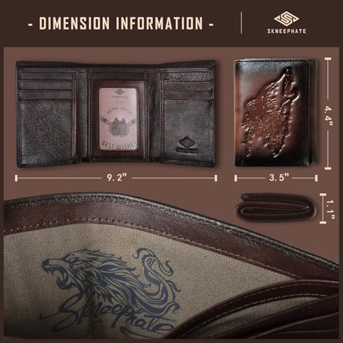 Men's Trifold Wallet,Wolf Wallets For Men Leather,Rfid Blocking,Gifts For Him Husband (coffee)4